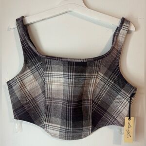 Liberty Love Plaid Corset Bustier Cropped Tank Top